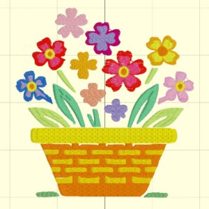 Flower Basket Embroidery 4"